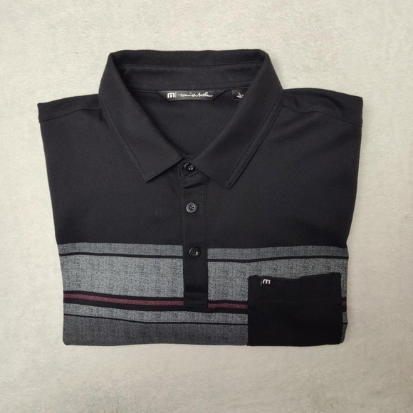 Travis Mathew Other - Travis Mathew Polo Shirt Mens Large Black Striped Pima Cotton Pocket Collared